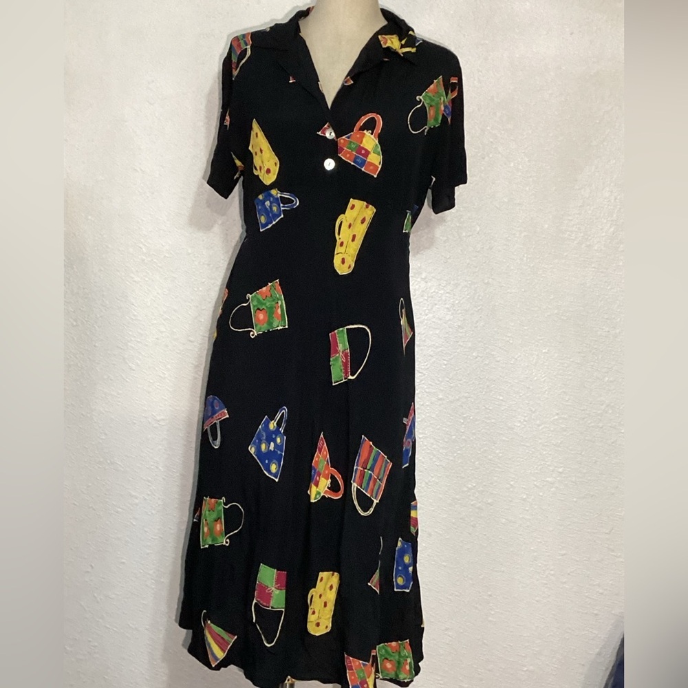 David Dart vintage Patterned Black Dress size medium